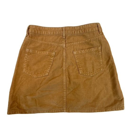 Topshop Moto Women Corduroy Mini Skirt Flat Front Pockets Mustard Brown Size 6 - Picture 2 of 8